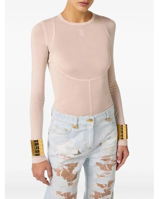 Elisabetta Franchi White Embroidered-Logo T-Shirt