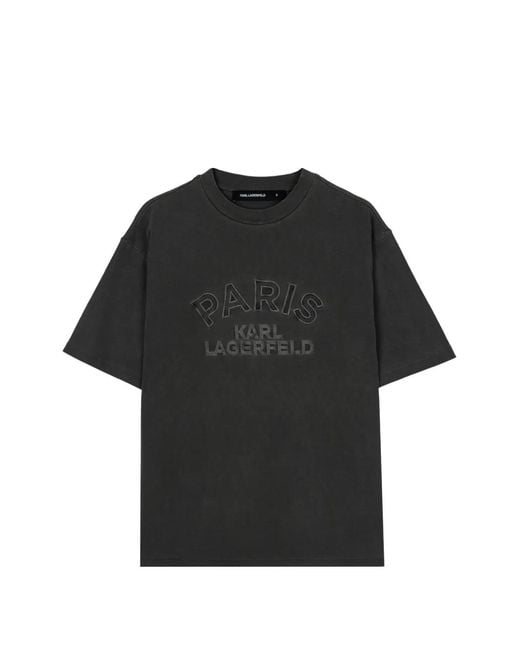 Karl Lagerfeld Black T-Shirt À Logo Brodé for men