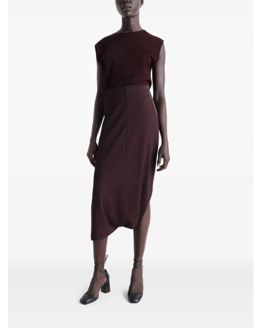 Lemaire Purple Twisted-Hem Midi Skirt