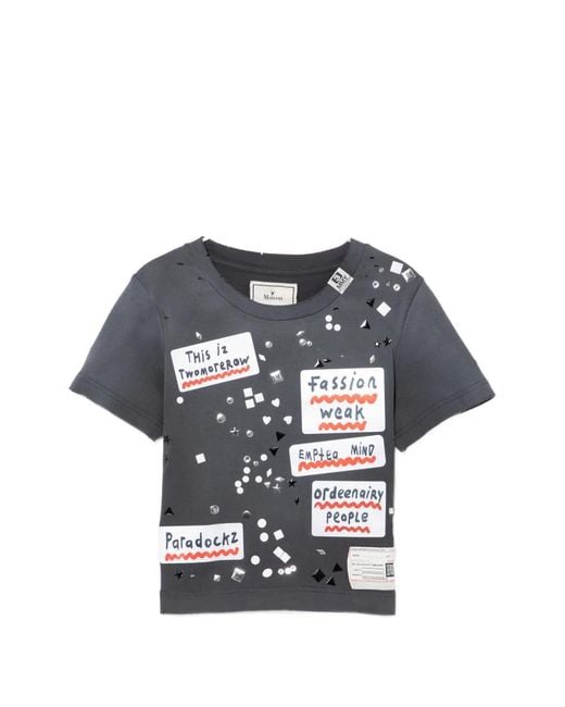 Maison Mihara Yasuhiro Blue Slogan-Print T-Shirt