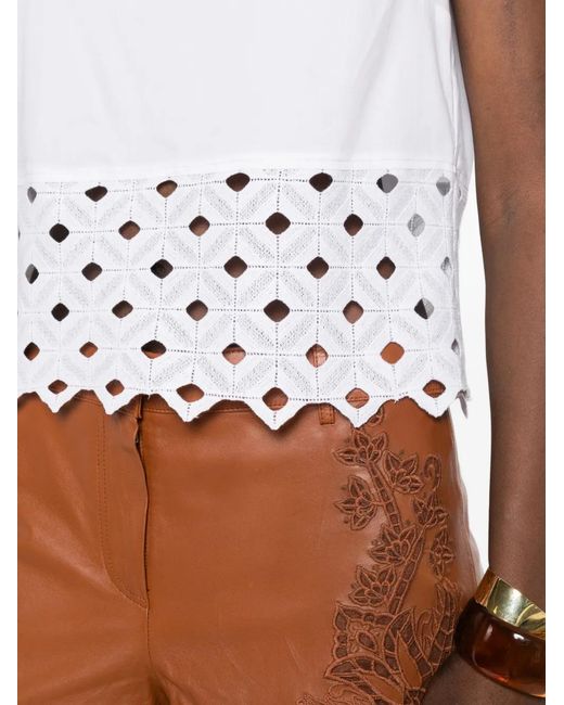 Max Mara White Bchmaggio Broderie-Anglaise-Detail Top