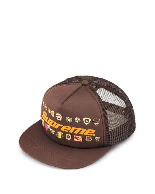 Supreme Brown Pin-Embellished Five-Panel Cap Hat for men