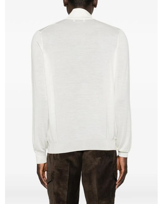 Gran Sasso White Half-Zip Wool Sweater for men