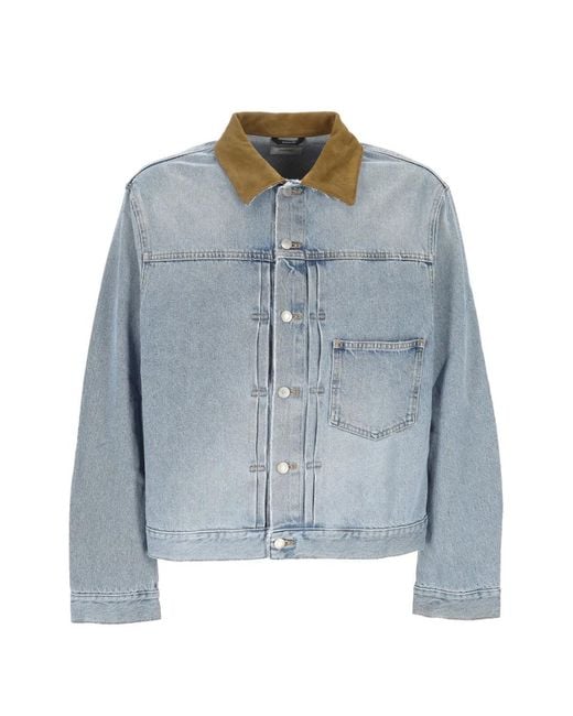 Haikure Blue Corduroy Collar Cotton Jacket for men