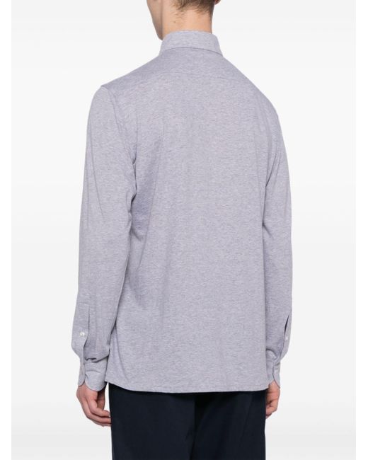 N.Peal Cashmere Blue Button-down Collar Shirt for men