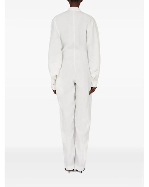 Ferragamo White Long-Sleeved Jumpsuit