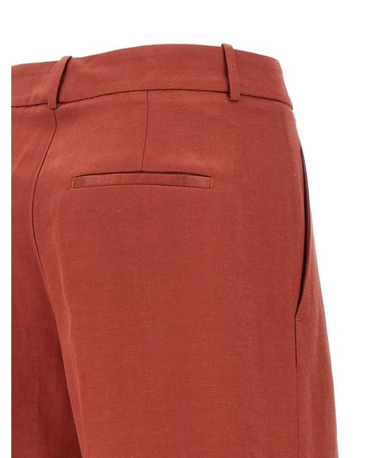 Peserico Red Pleat Turn-Up Shorts