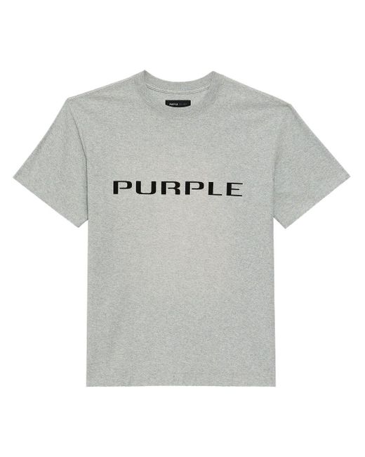 Purple Brand Gray Wordmark Cotton T-shirt for men