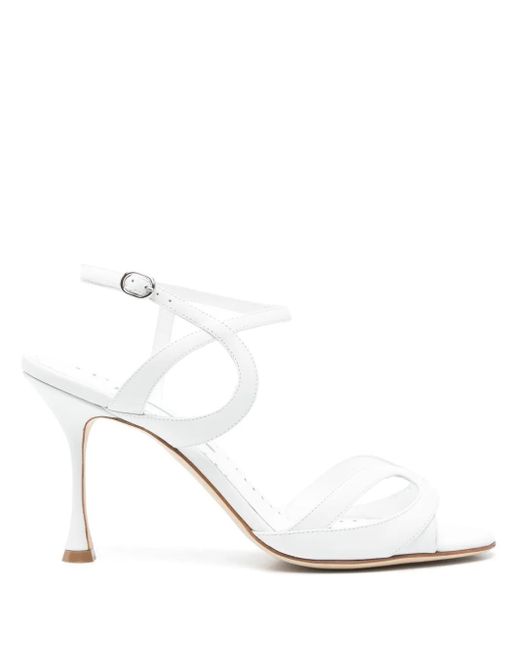Manolo Blahnik White 100Mm Elfajrsan Sandals