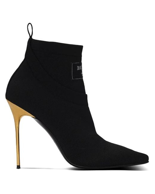 Balmain Black Stiefel Mit Logo-Detail