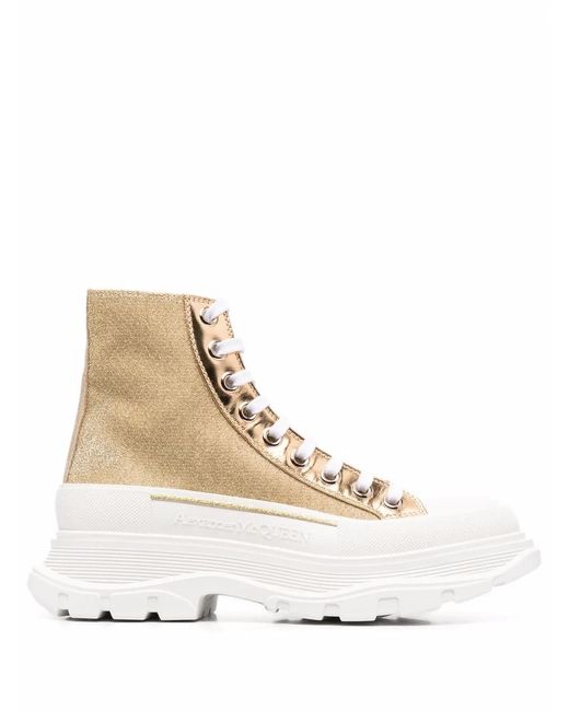 McQueen Natural Tread Slick Glitter-Embellished Sneakers