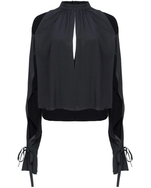 Pinko Black Cut-Out Long-Sleeve Blouse