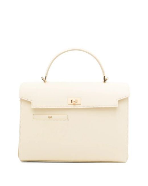 Anya Hindmarch Natural Sac Cabas À Fermoir Tourniquet