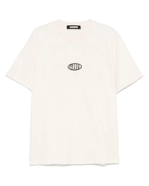 Barrow White Logo-Print T-Shirt