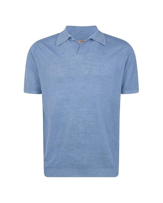 Nuur Blue Polo-Collar T-Shirt for men