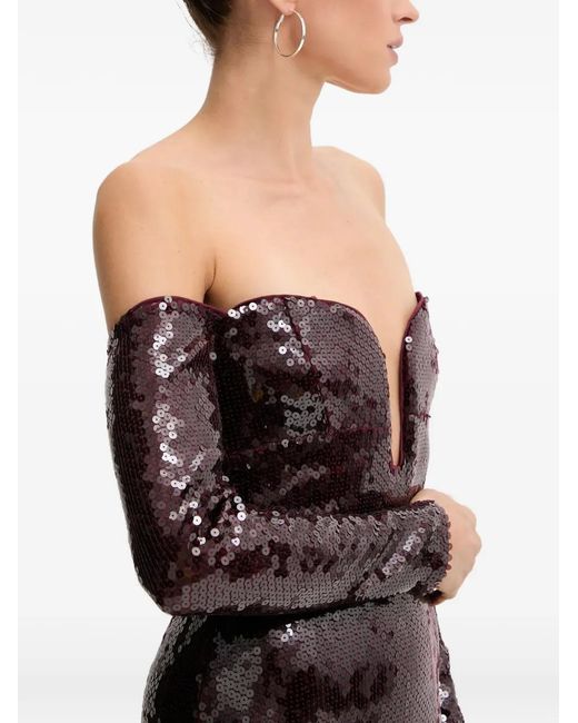Bardot Black Sequin-Embellished Off-Shoulder Midi Dress
