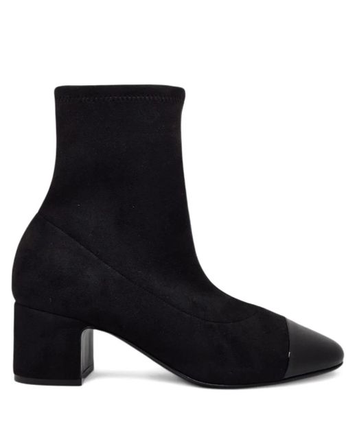 Casadei Black Cap-Toe Block-Heel Pumps