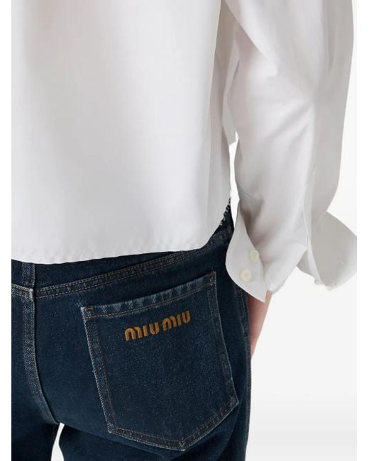 Camisa de algodón y popelina Miu Miu de color White