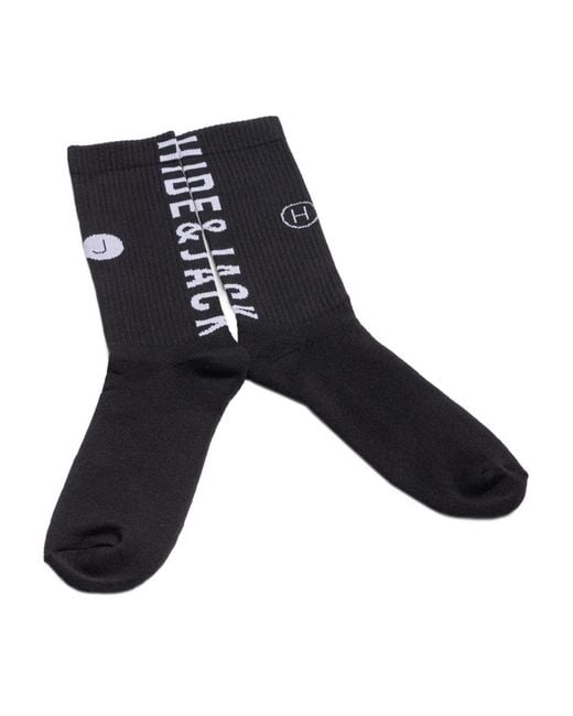 HIDE & JACK Black Logo-Detail Rib Socks