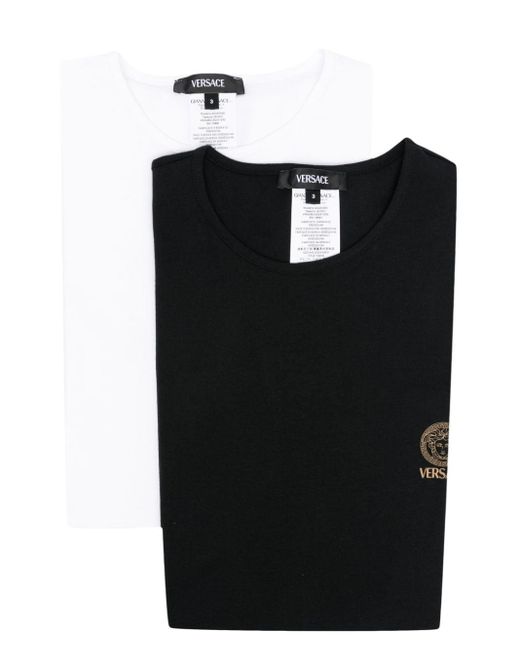 Lot de deux t-shirts à imprimé Medusa Versace pour homme en coloris Black