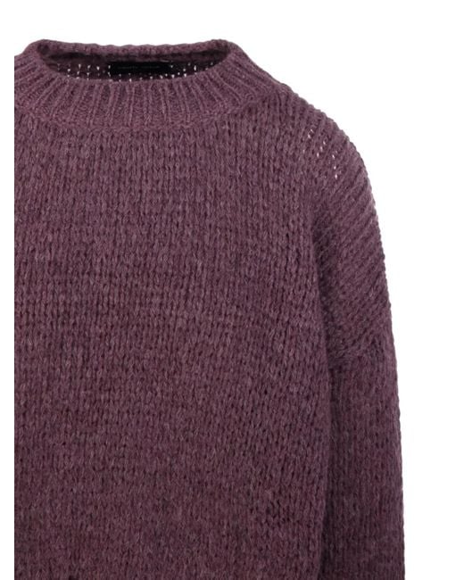 Roberto Collina Purple Crew-Neck Wool Sweater