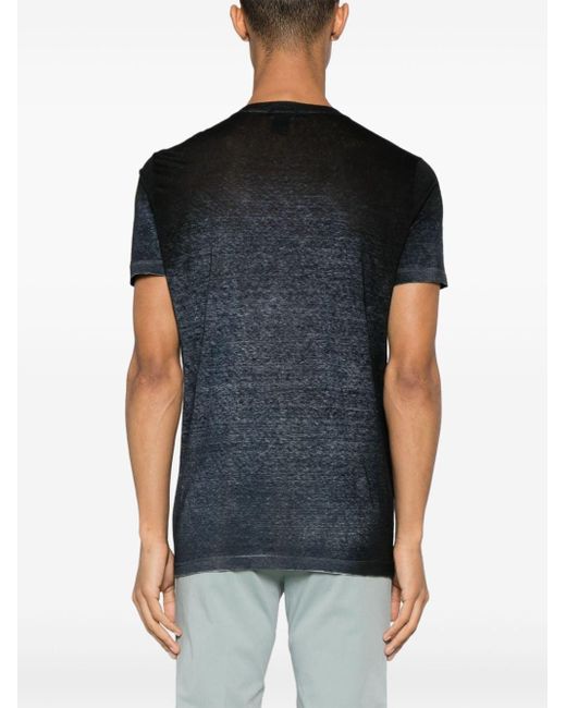Avant Toi Black Ombré-effect Linen T-shirt for men