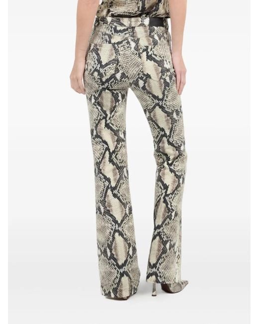 Roberto Cavalli Gray Python-Print Trousers