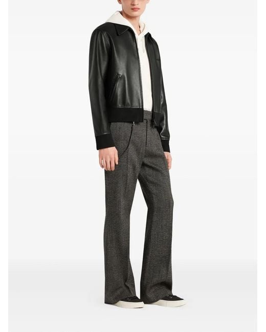 Courreges Black Zip-Up Leather Jacket for men