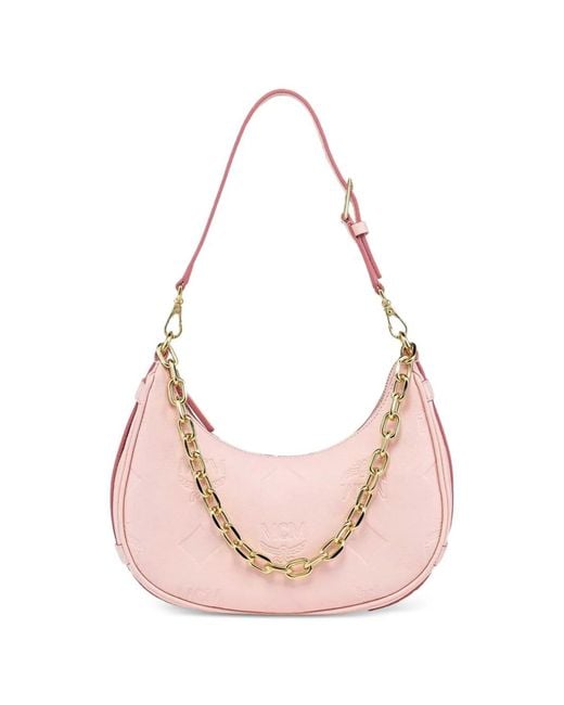 MCM Pink Aren Crescent Bag