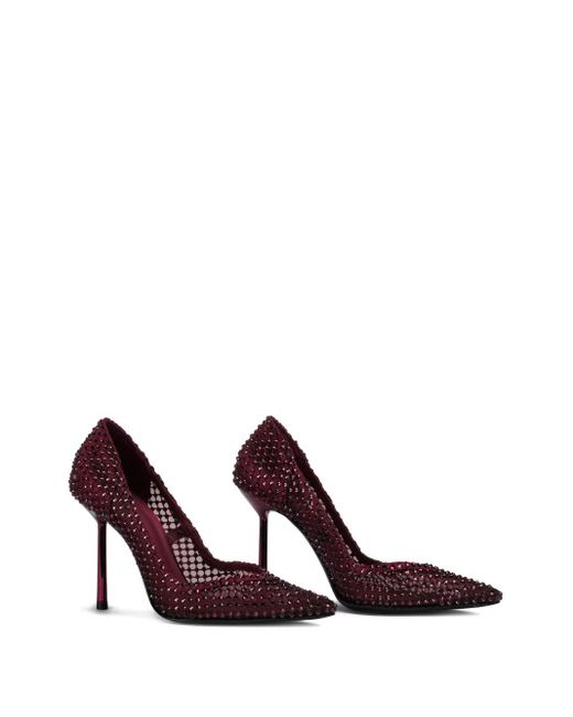 Le Silla Purple 100Mm Gilda Crystal-Embellished Mesh Pumps