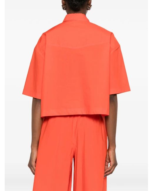 Pinko Orange Chemise À Col Orné De Cristaux