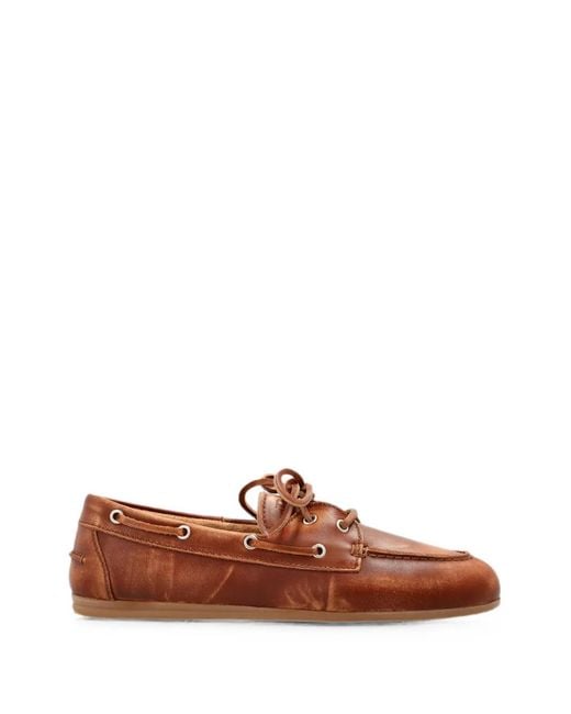 POSA Brown Brushed Leather Boat Shoes
