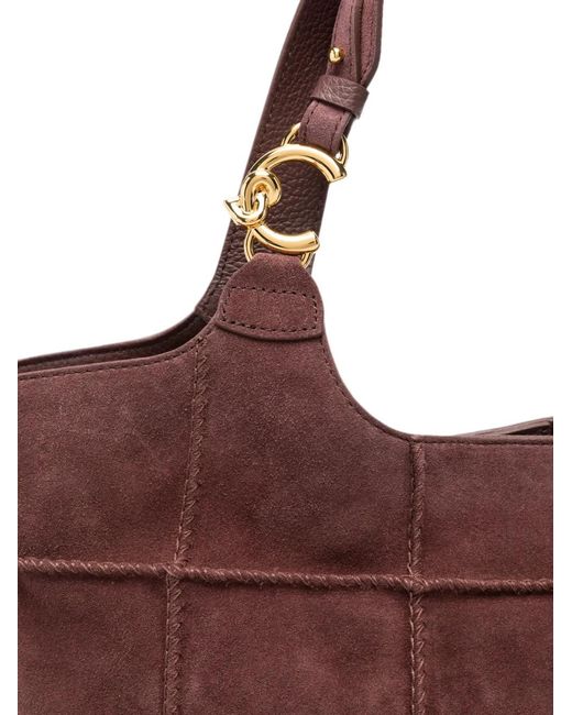 Coccinelle Purple Suede Shoulder Bag