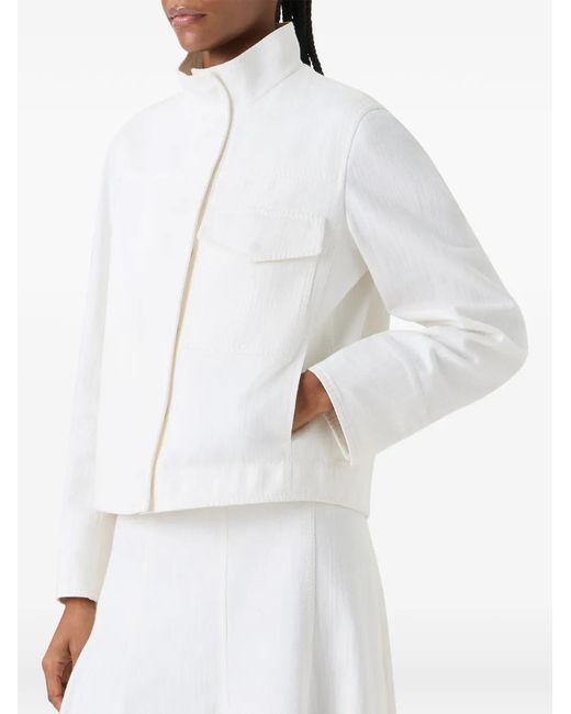 Akris Punto White Zip-Front Pocket Jacket