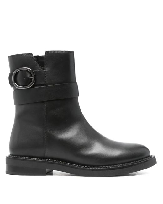 Geox バックル レザーブーツ Black