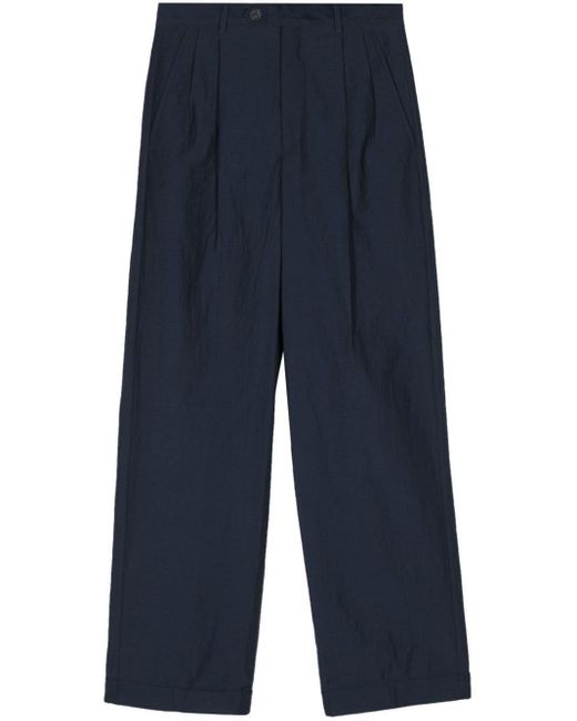 A.P.C. Blue Pleated Straight Trousers
