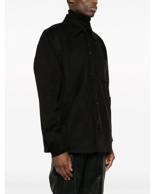 Gcds Black Logo-Embroidered Overshirt for men
