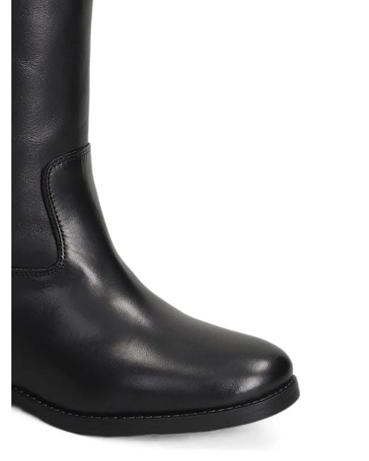 Julie Dee Black V-Logo Knee-High Boots