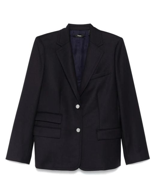 Theory Blue Flannel Blazer