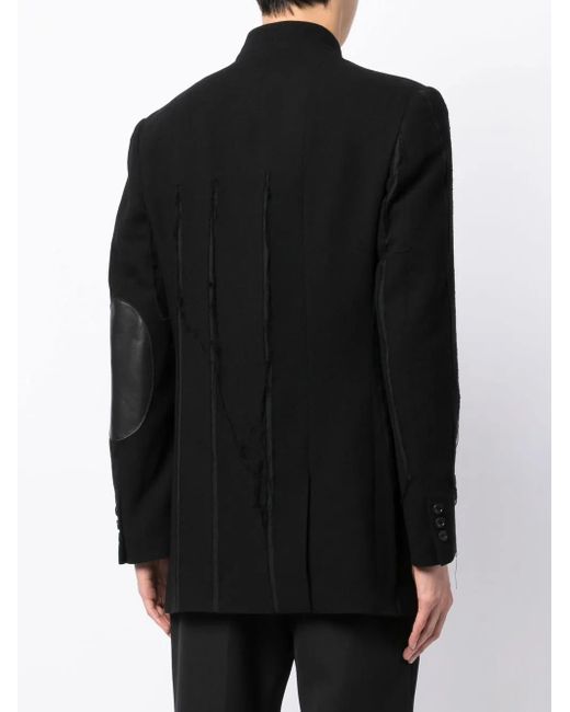 Yohji Yamamoto Black Button-Up Long-Sleeve Blazer for men