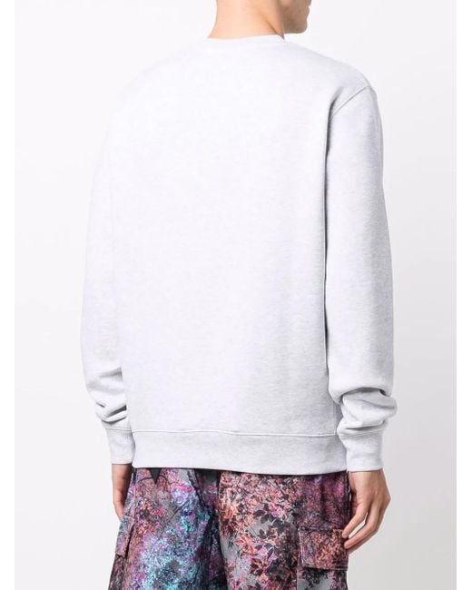 MSGM Gray Logo-Print Crew Neck Sweatshirt for men