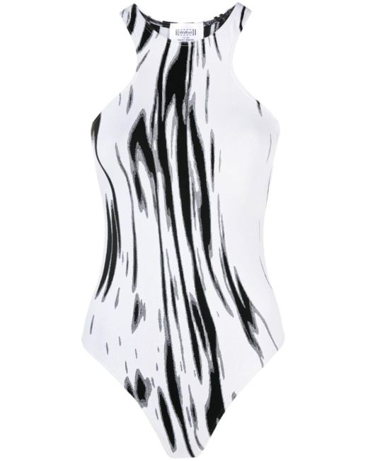 Wolford White Artist-stripe Dyed Bodysuit