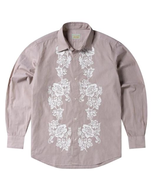 Camisa con bordado floral Aries de color Gray