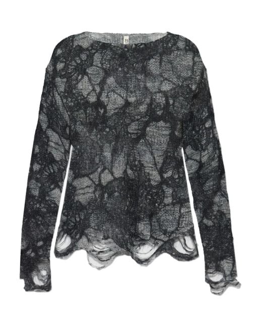 R13 Gray Open-Knit Sweater