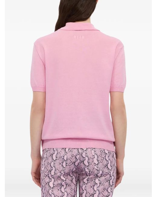 Polo Con Borchie di MSGM in Pink