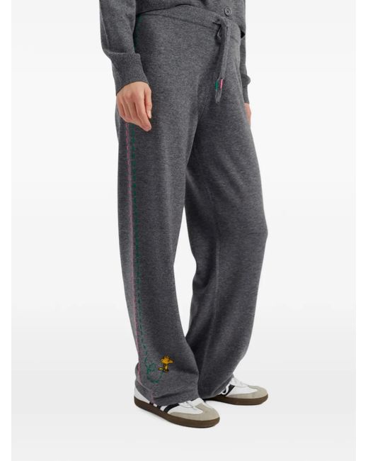 Chinti & Parker Gray Peanuts Wide-Leg Track Pants