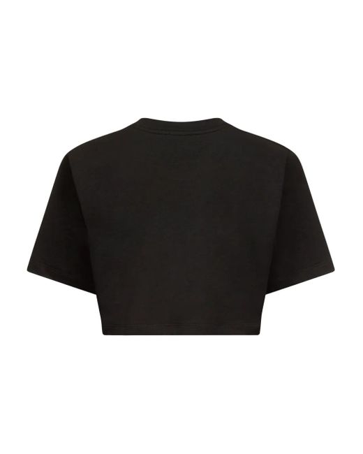 Area Black Crystal-Embellished Cropped T-Shirt