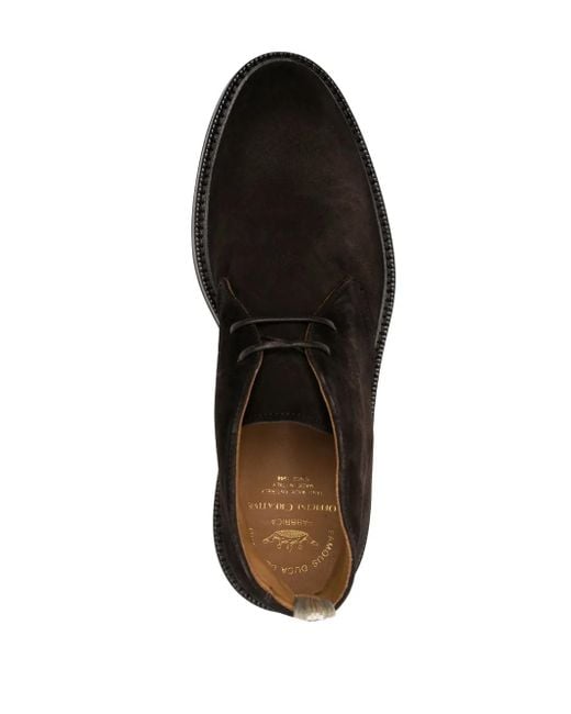 Officine Creative Black Low-Top Lace-Up Suede Boots for men