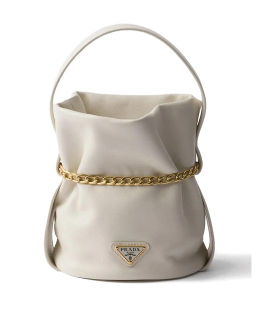 Prada White Mini Petit Sac Noir Bucket Bag