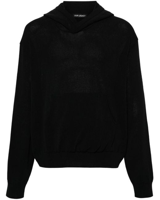 Our Legacy Black Long-sleeve Knitted Hoodie for men